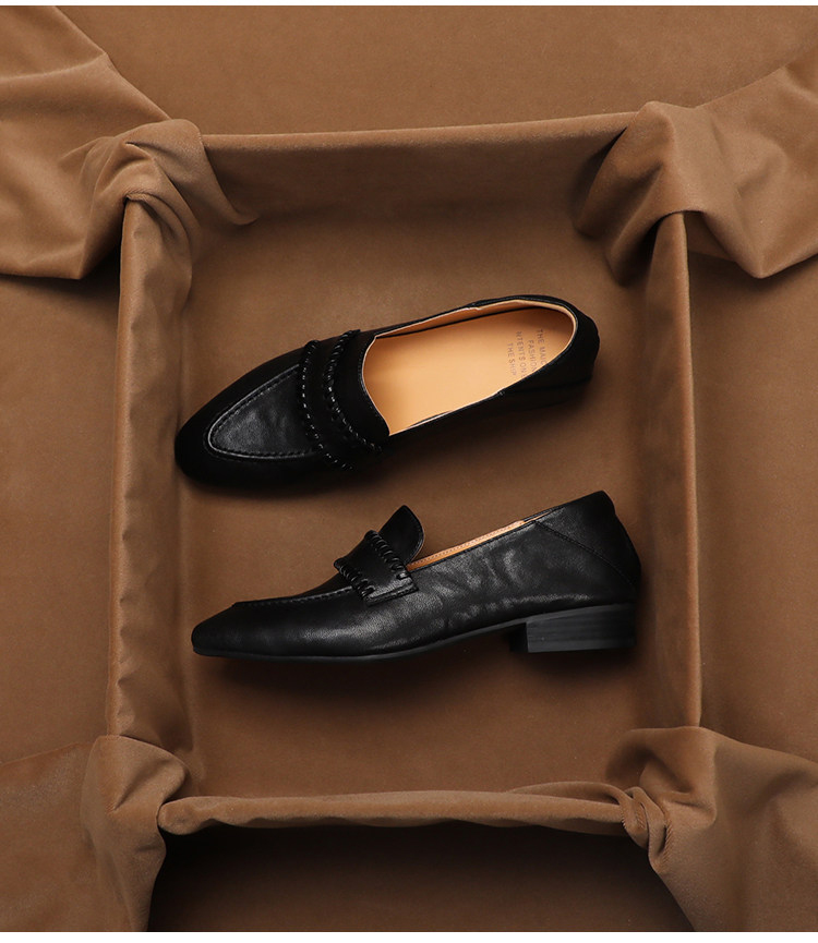 Women Shoes Loafers - SHOEBOX Retro soft sheepskin one foot