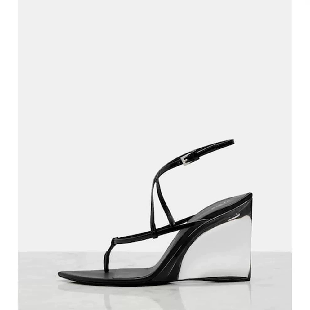 Clear Strap Heel - Women's Patent Leather Clear Wedge Heel