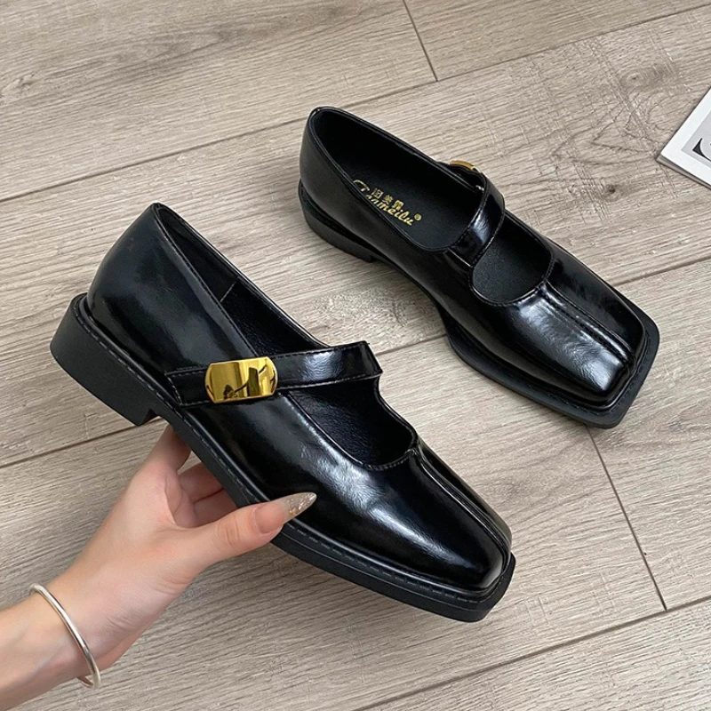 Women Shoes Loafers - French Style Square Toe Low Heel