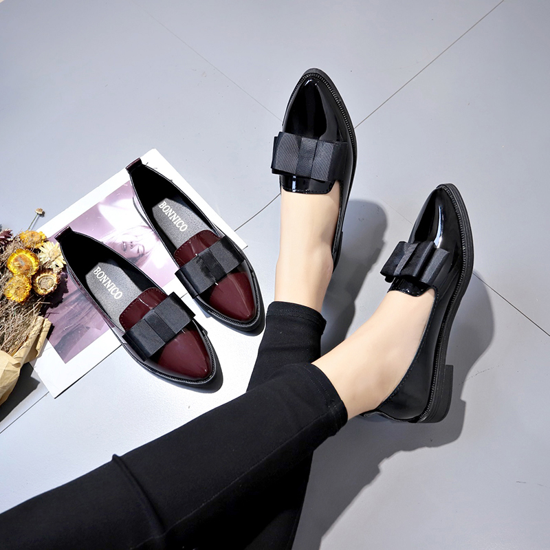 Black/ Wine Red Patent Leather - đánh giá và giá Women Shoes Loafers