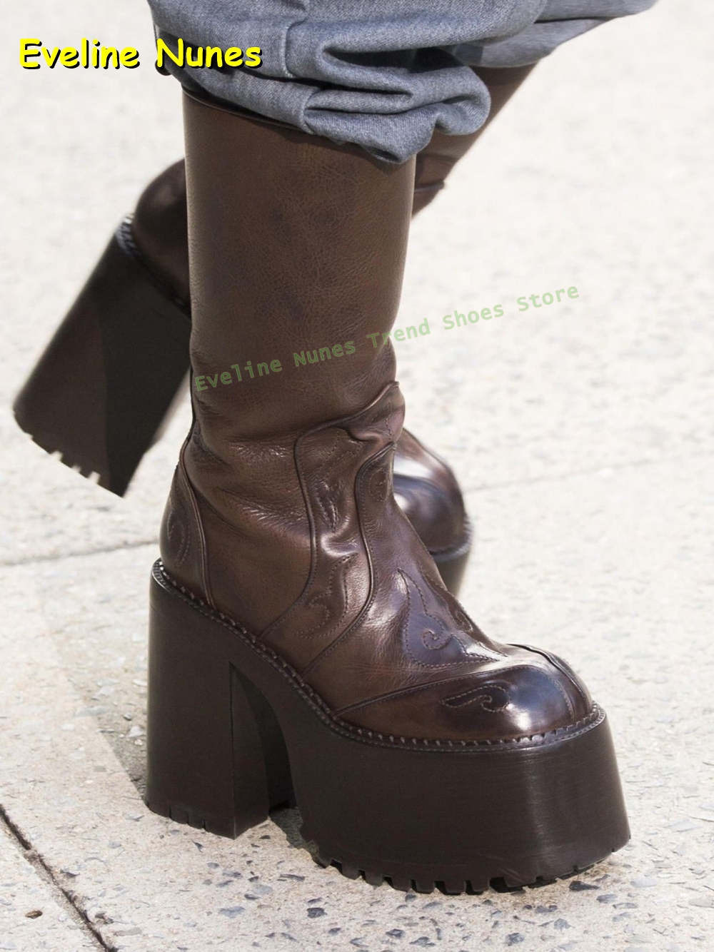 Embroidery Platform Knee High  - đánh giá và giá Women'S Shoes Trending 2025