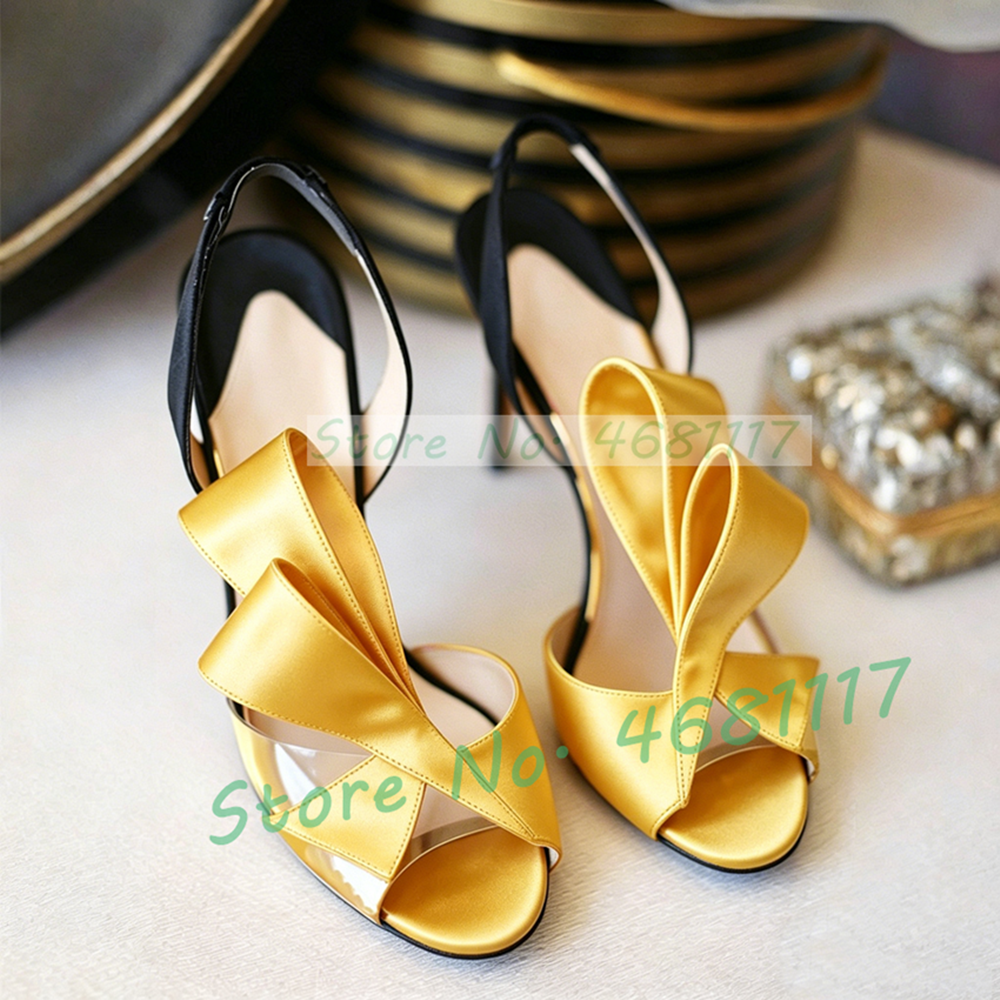 Satin Bow Back Strap High Heel - đánh giá và giá Clear Strap Heel
