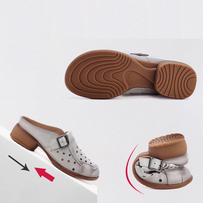 New Cow leather low heel sanda - đánh giá và giá Women Shoes Mules