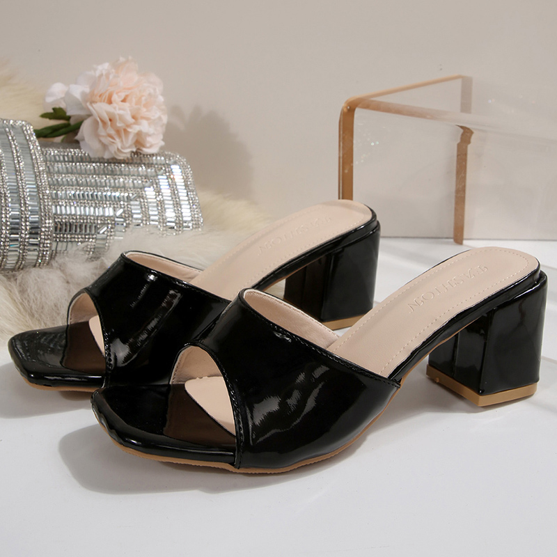 Patent Leather Black High Heel - đánh giá và giá Women Shoes Mules