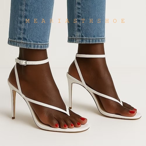 Beige Black Cross Straps Flip- - đánh giá và giá Clear Strap Heel