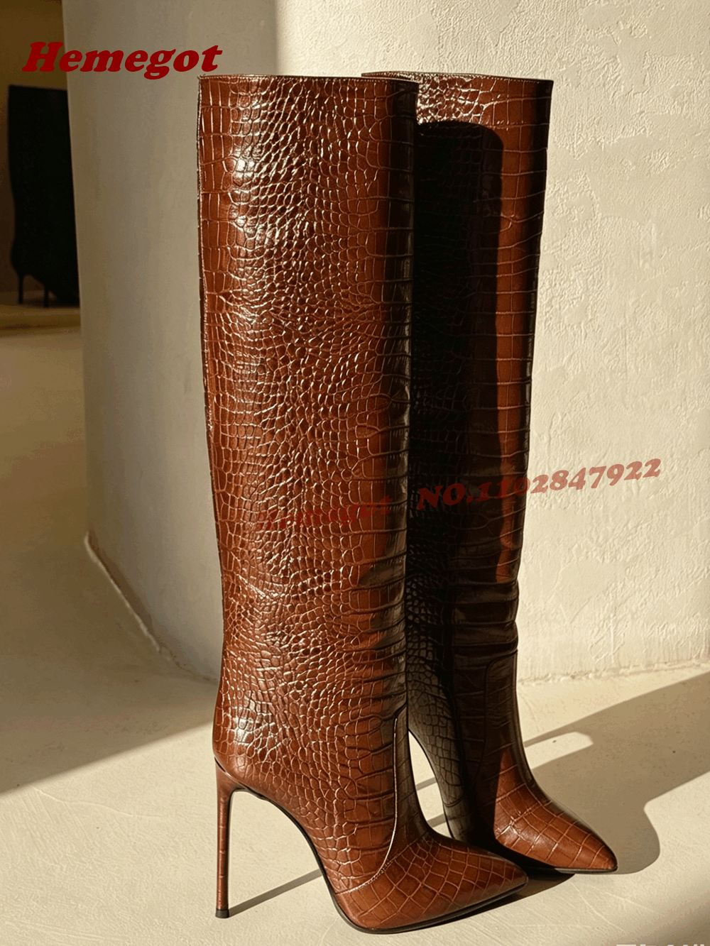 Brown Croc-Embossed Leather Kn - đánh giá và giá Women Shoes Size Chart