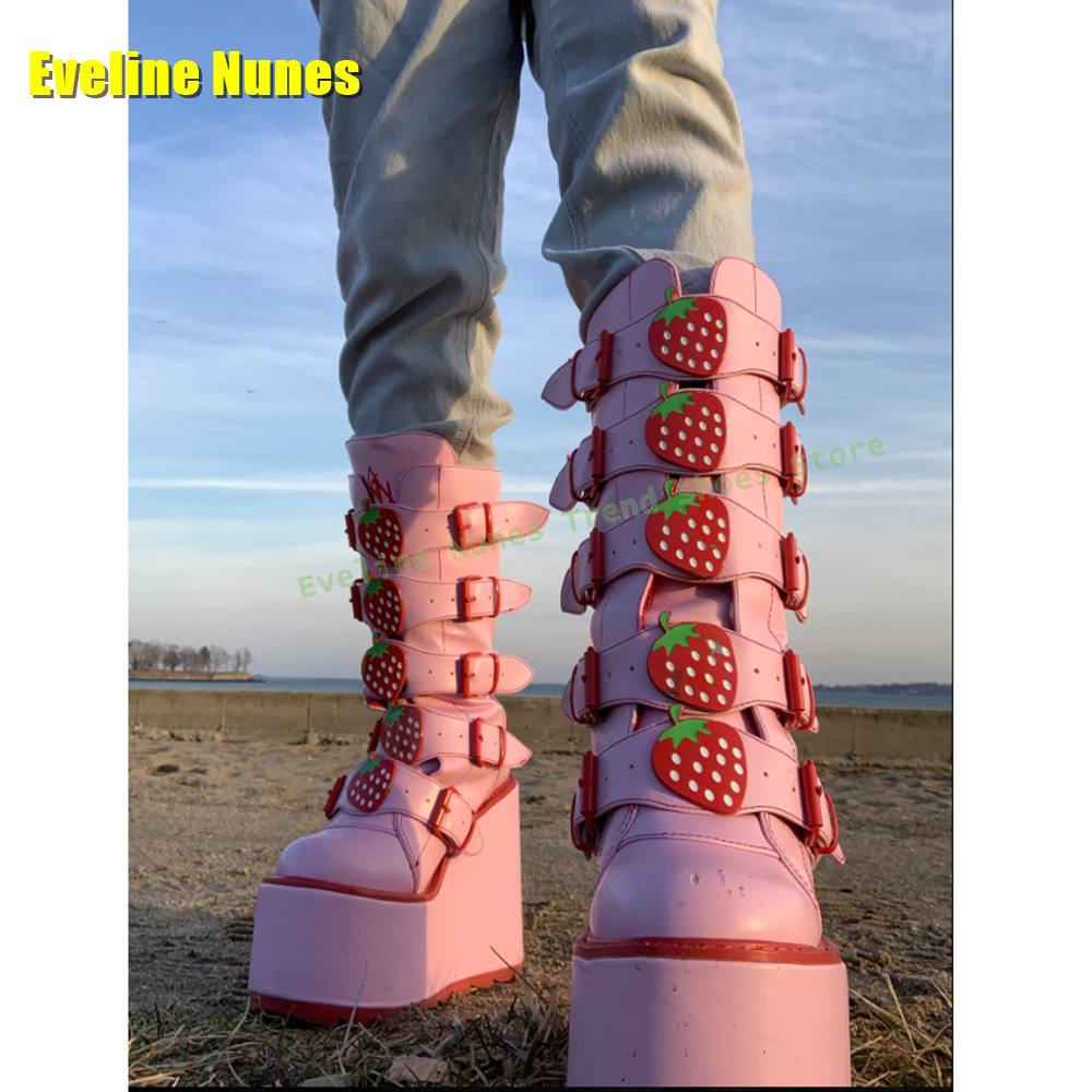 Pink Strawberry Button Platfor - đánh giá và giá Women'S Shoes Trending 2025